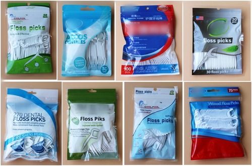 Dental Floss Picks With Plastic Bag Packing