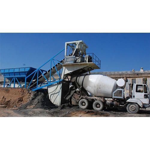 Crossbin Ready Mix Concrete Batching Plant With Pan Mixer