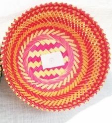 Green and Yellow Bamboo Basket