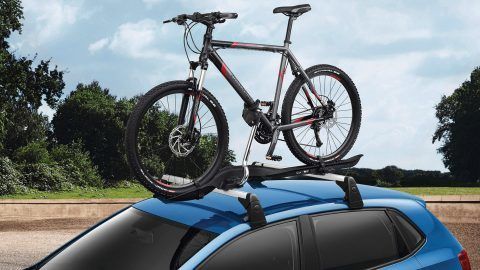 Genuine Bicycle Carrier - UV Resistant Plastic, Chromed Steel Holders, Self-Adjusting Wheel Receiver for Hands-Free Usage