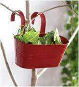 Red Railing Flower Planters