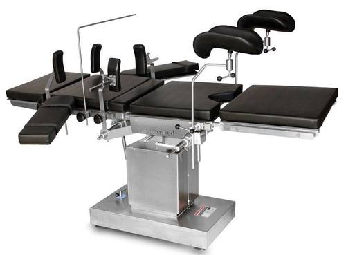 Hydraulic Operating Table - Stainless Steel, L 1900 x W 520 mm, Height Adjustment 762 mm - 1000 mm | Five Sections, Precision Hydraulic System, Interchangeable Head and Leg Sections, Inbuilt Kidney Bridge, Mobile Design for Surgical Procedures