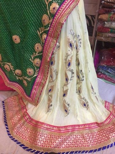 Crepe Fabric Designer Lehenga Choli Peach Colour.