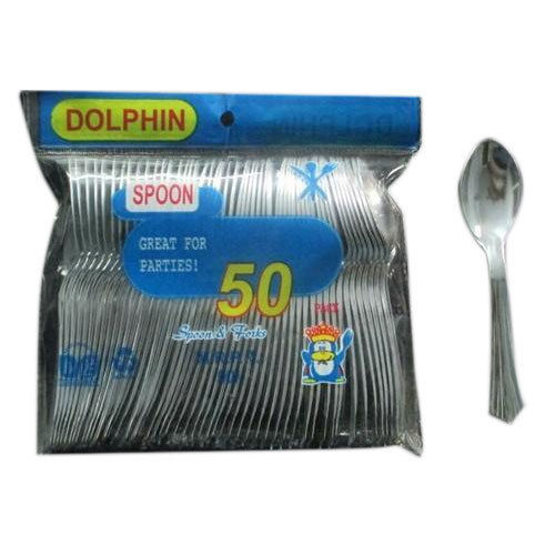 Silver Plastic Disposable Spoons