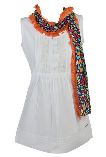 Embroidered Stylish Kurti With Pleats And Scarves