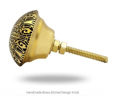 Handmade Brass Etched Design Knobs