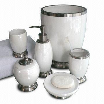 Round White Bathroom Ceramic Set