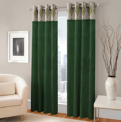 Green Color Plain Window Curtain