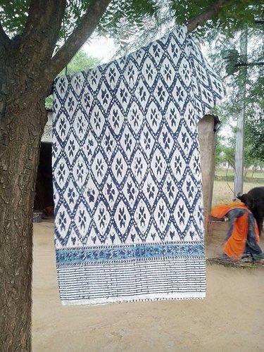 Hand Block Printed Kantha Bed Cover