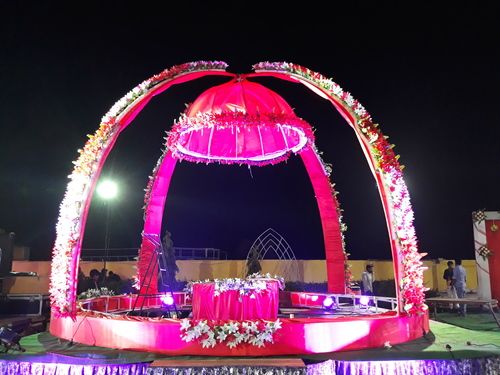 Grand Velvet Umbrella Theme Varmala Stage Service