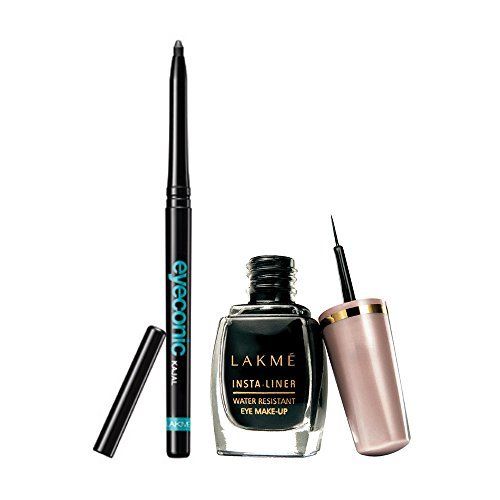 Lakme Insta Eye Liner - Transparent Glass Bottle , Lightweight Water-Resistant Formula for Smudge-Proof Daily Wear