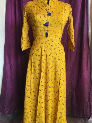 Yellow Color Ladies Fancy Suit - Cotton Blend, Customized Sizes | Full Sleeves, Cool Pass, No Fade, Attractive Prints for All Seasons