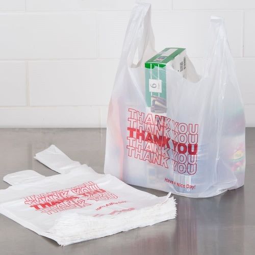 White And Black Shopping Carry Out Grocery Bags