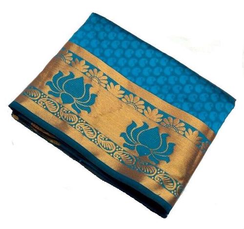 Jacquard Blue Color Saree With Blouse Piece