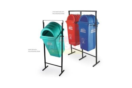 Waste Bin With Pole Mounted Stand