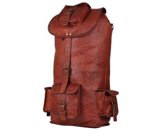 Brown Handmade Genuine Leather Vintage Shoulder Backpack