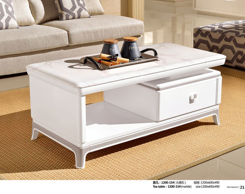 Living Room White Matte HDF Short Leg Coffee Table