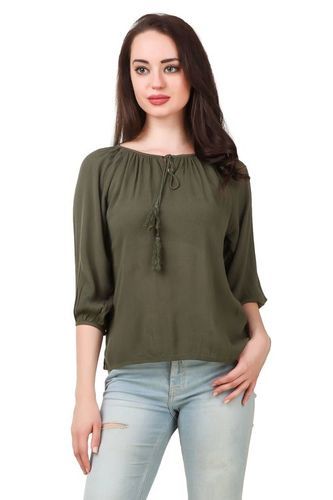 Womens Half Sleeve Green Top