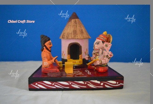 Wood Ganesha Writing Mahabharadha - Kondapalli Toys