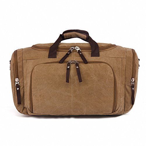 Travel Bag, Leather & Canvas, Green/Brandy – Velorbis