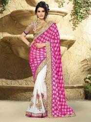 Pink And White Bollywood Saree