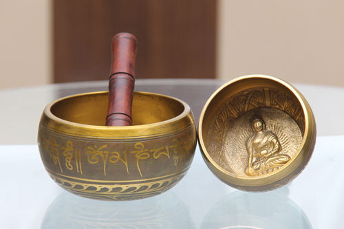 Brass Singing Bowl - Antique Reproduction, Healing Therapy Bowl with Wooden Mallet & Cushion