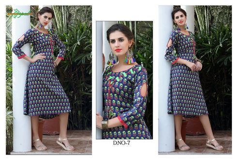 Blue Designer Cotton Kurtis