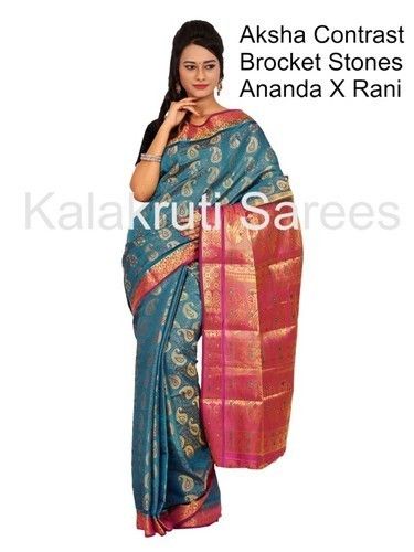 Kanchi Pattu Art Contrast Saree