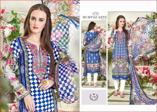 Ladies Blue Printed Suit