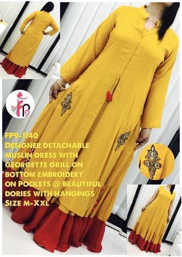 Ladies Rayon Long Jacket Kurti