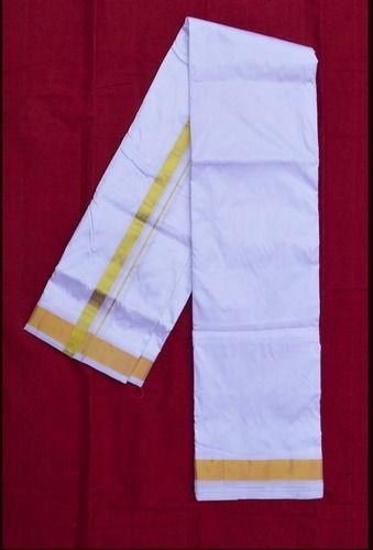 White Silk Dhoti With Border