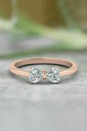 Heart Cut 18 Kt Rose Gold Cz Diamond Ladies Ring