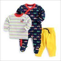 Multicolour T-shirt With Footie And Bottom Set