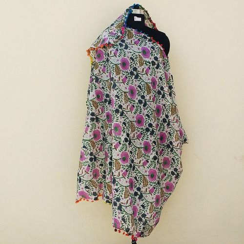 Multi Color Hand Block Printed Cotton Dupattas