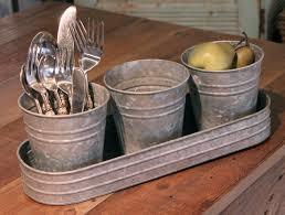 Galvanized Utensil Caddy Bucket For Restaurants