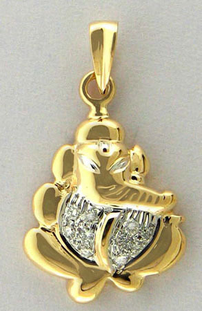 Gold And Diamond Ganesha Pendants
