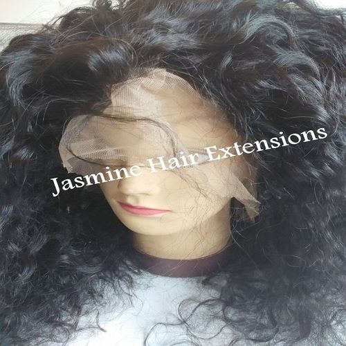 Natural Color Top Grade Bleached Knot Swiss Lace Virgin Peruvian Curly Wig