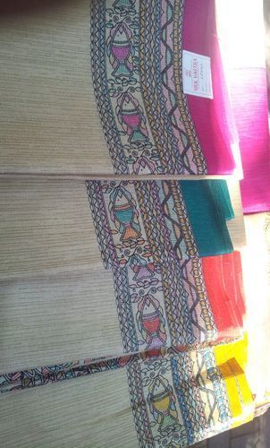 Jute Silk Saree With Madhubani Print