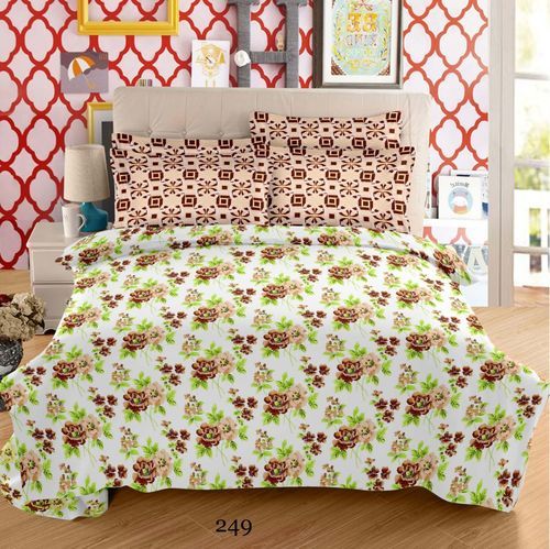 Printed 100% Cotton Fabric Bed Sheet With Two Pillow