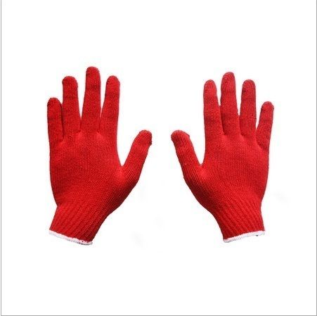 Red Cotton Knitted Gloves