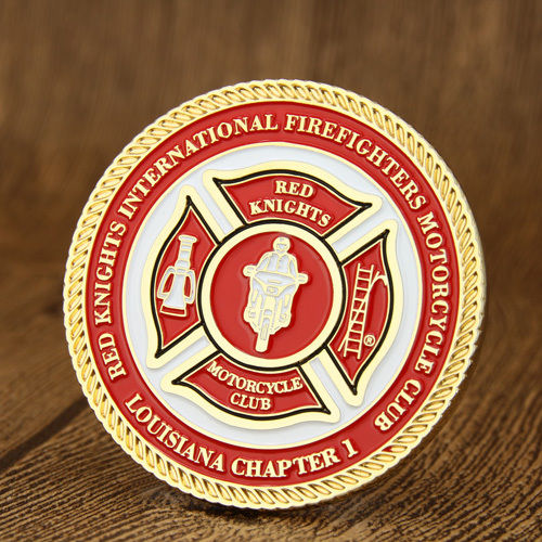 Metal Red Knights Firefighters Custom Challenge Coins