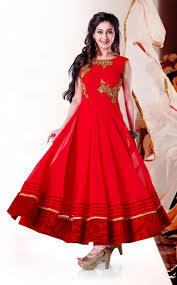 Ladies Anarkali Red Churidar