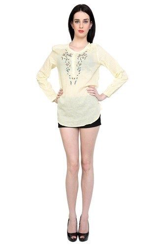 Casual Wear Regular Fit Long Sleeves Round Neck Readymade Ladies Fancy Tops