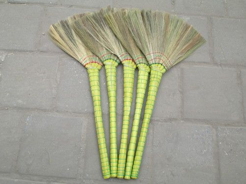 Cheap Grass Broom With Color Handle