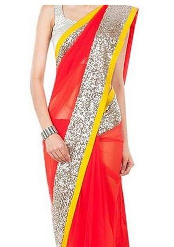 Premium Red Net Sarees