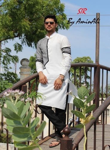 Black And White Designer Pathani at 2600.00 INR in Surat Sir Tailor