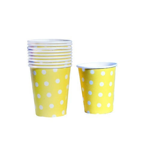 Yellow Disposable Dot Printed Paper Tea Cup