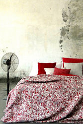 Quick Dry Red Designer Bed Cover 