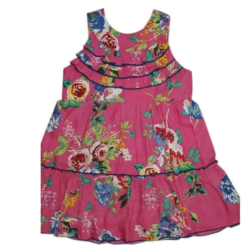 Anti Wrinkle Kids Flower Printed Frock