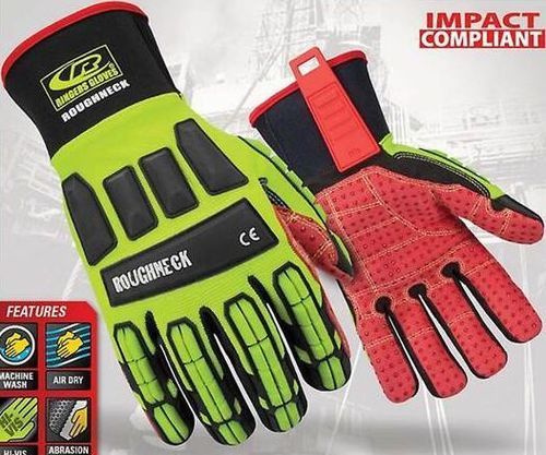 Hi-Vis Color Scheme Increases Visual Awareness Ringers Roughneck 267-Slip And Oil Resistant Impact Gloves